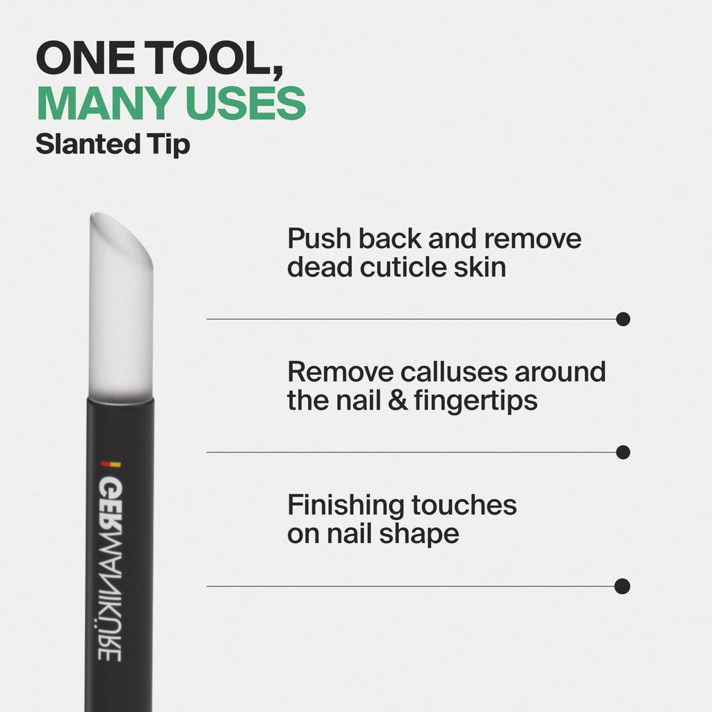 GERMANIKURE Grey Glass Cuticle Stick with Suede Sleeve – Ethically Made in Czech Republic