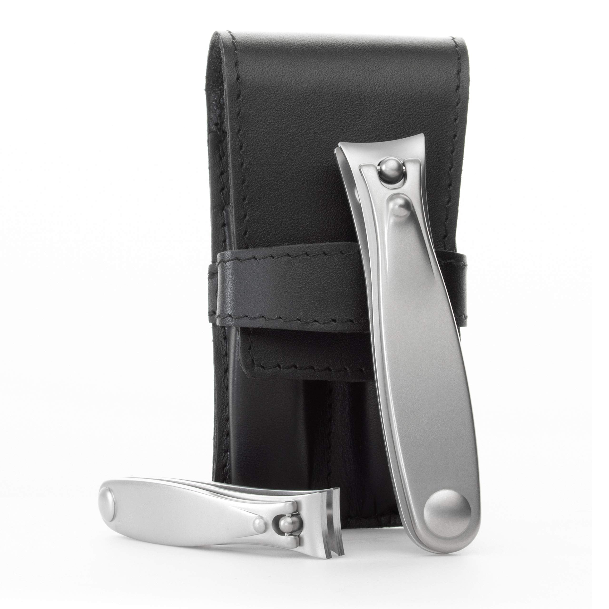 GERMANIKURE Nail Clippers Set – Authentic Solingen Craftsmanship, FINOX Stainless Steel, Black Leather Case