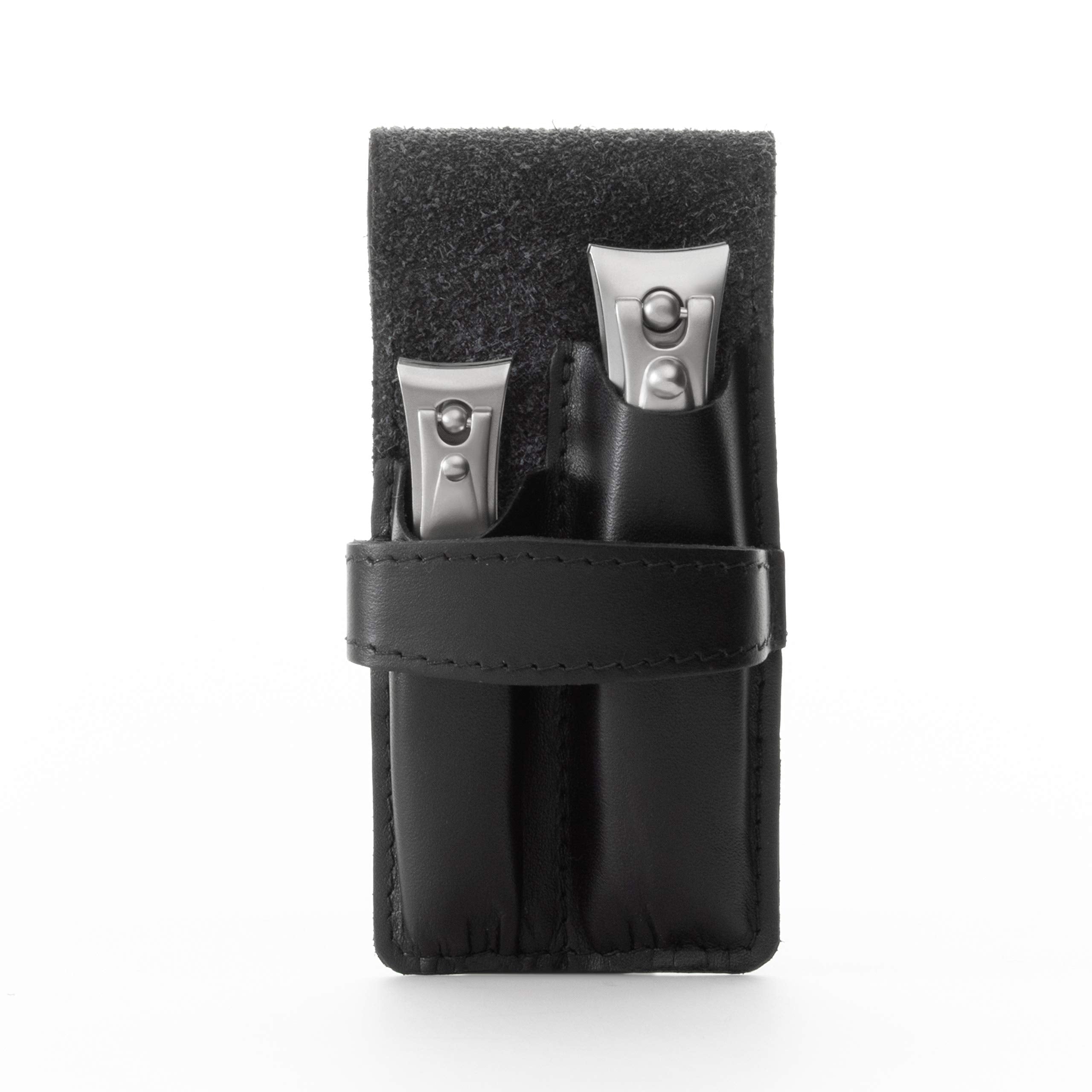 GERMANIKURE Nail Clippers Set – Authentic Solingen Craftsmanship, FINOX Stainless Steel, Black Leather Case