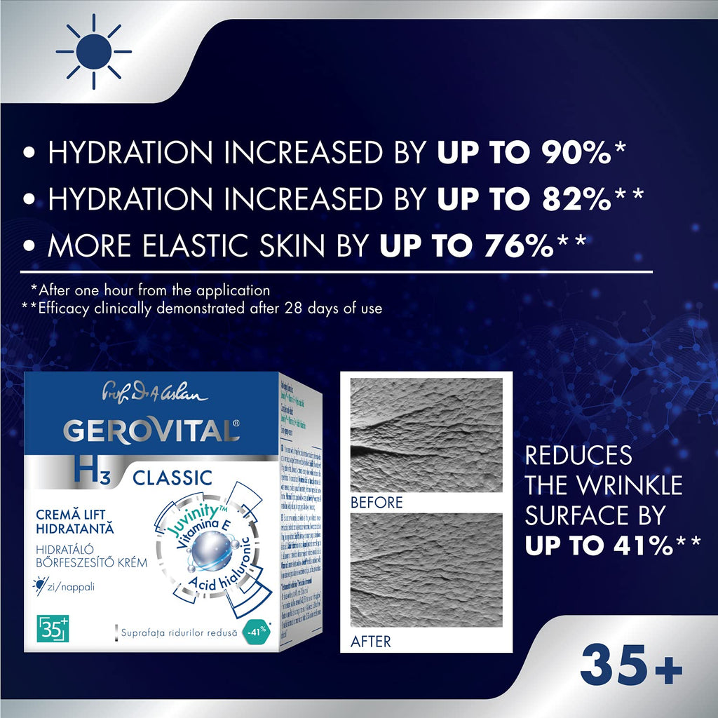 Gerovital Classic Moisturizing Lifting Cream with Hyaluronic Acid & Vitamin E – Deep Hydration & Anti-Aging Support (50 ml)