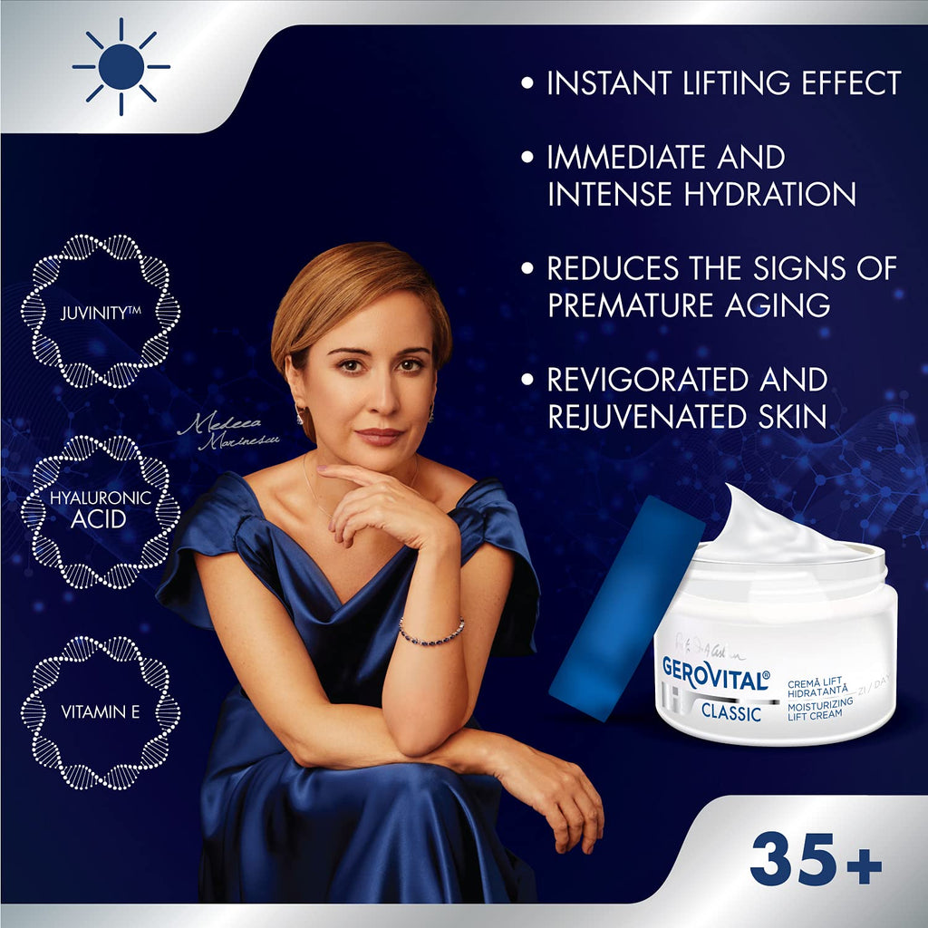 Gerovital Classic Moisturizing Lifting Cream with Hyaluronic Acid & Vitamin E – Deep Hydration & Anti-Aging Support (50 ml)