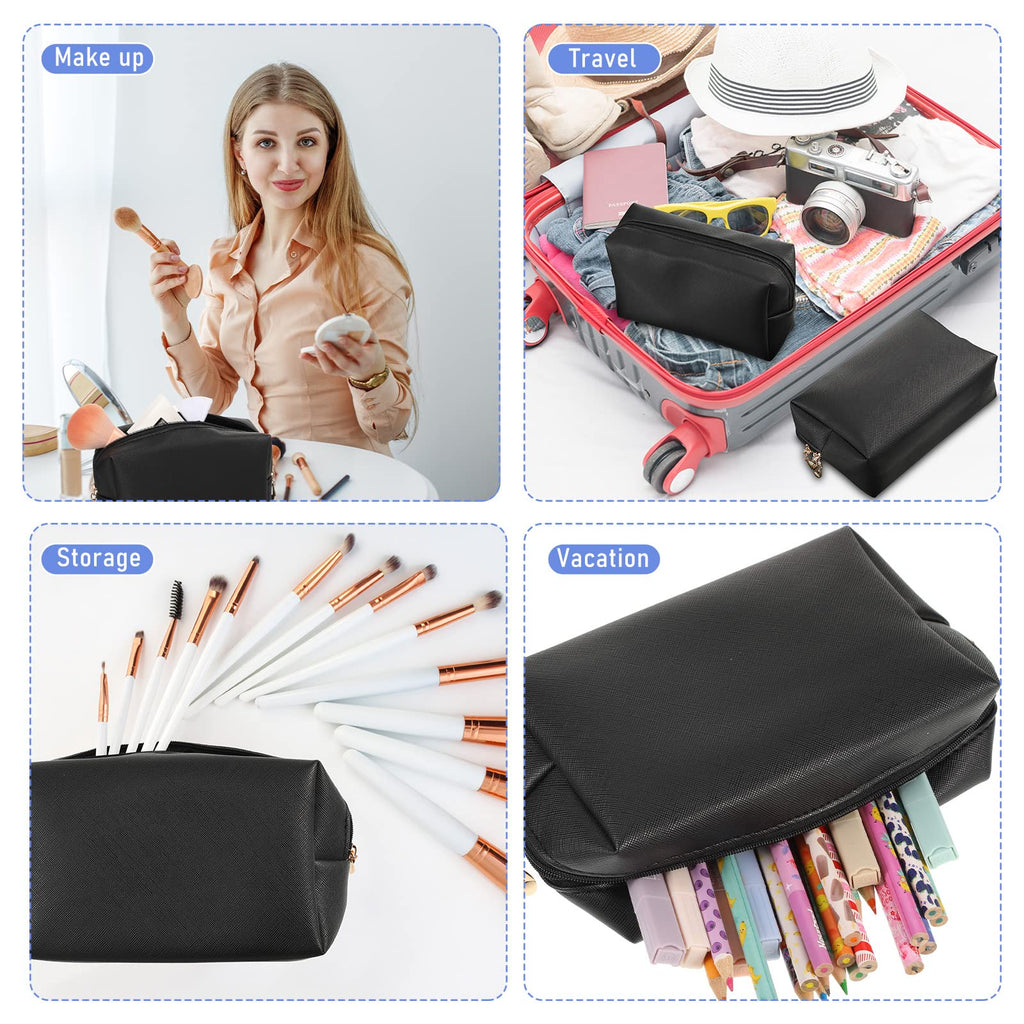 Gerrii 6-Piece Preppy Patch Makeup Bag Set – Waterproof PU Leather Pouches