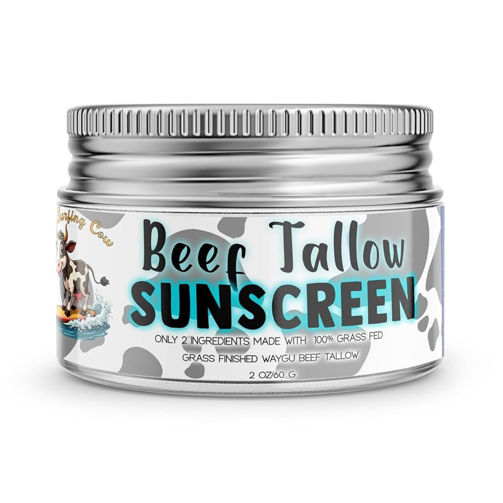 Get Wavy Organics Beef Tallow Sunscreen SPF 30 – Mineral, Non-Greasy 2-in-1 Moisturizer (2 oz)