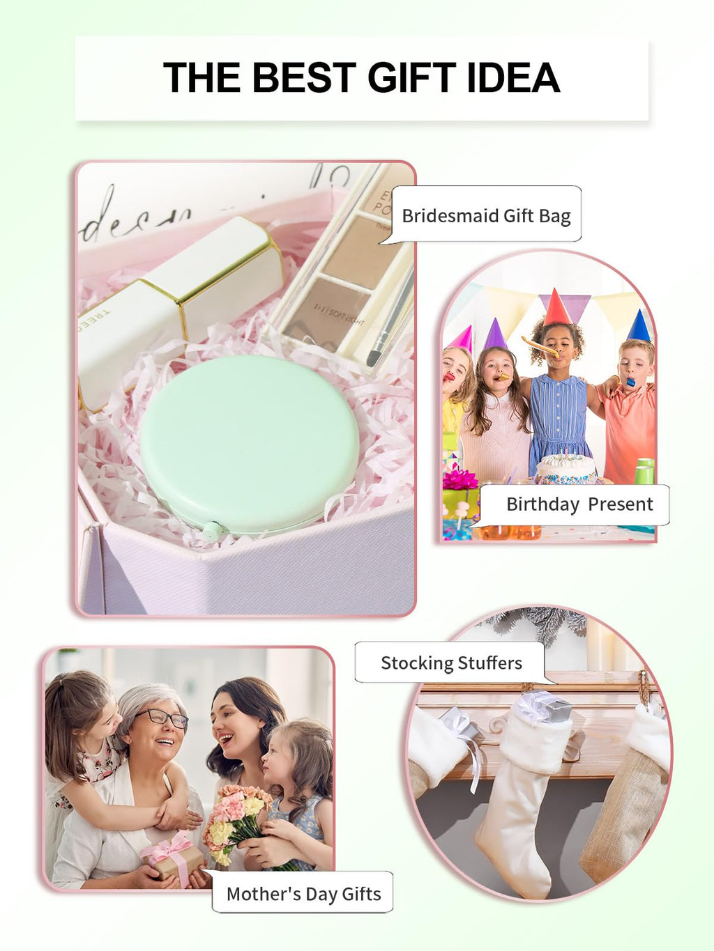 Getinbulk Compact Mirror for Purse – 100-Pack, Double-Sided 1X/2X Magnifying Metal Mirrors (Round, Cyan)