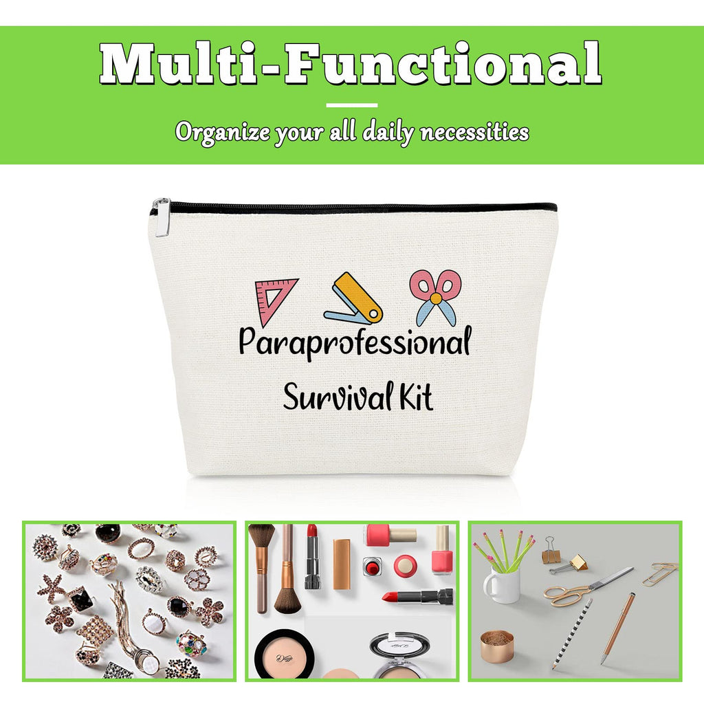 Gevody Paraprofessional Appreciation Gift 3-Pack Makeup Bags | Travel Cosmetic Pouches for Paraeducators