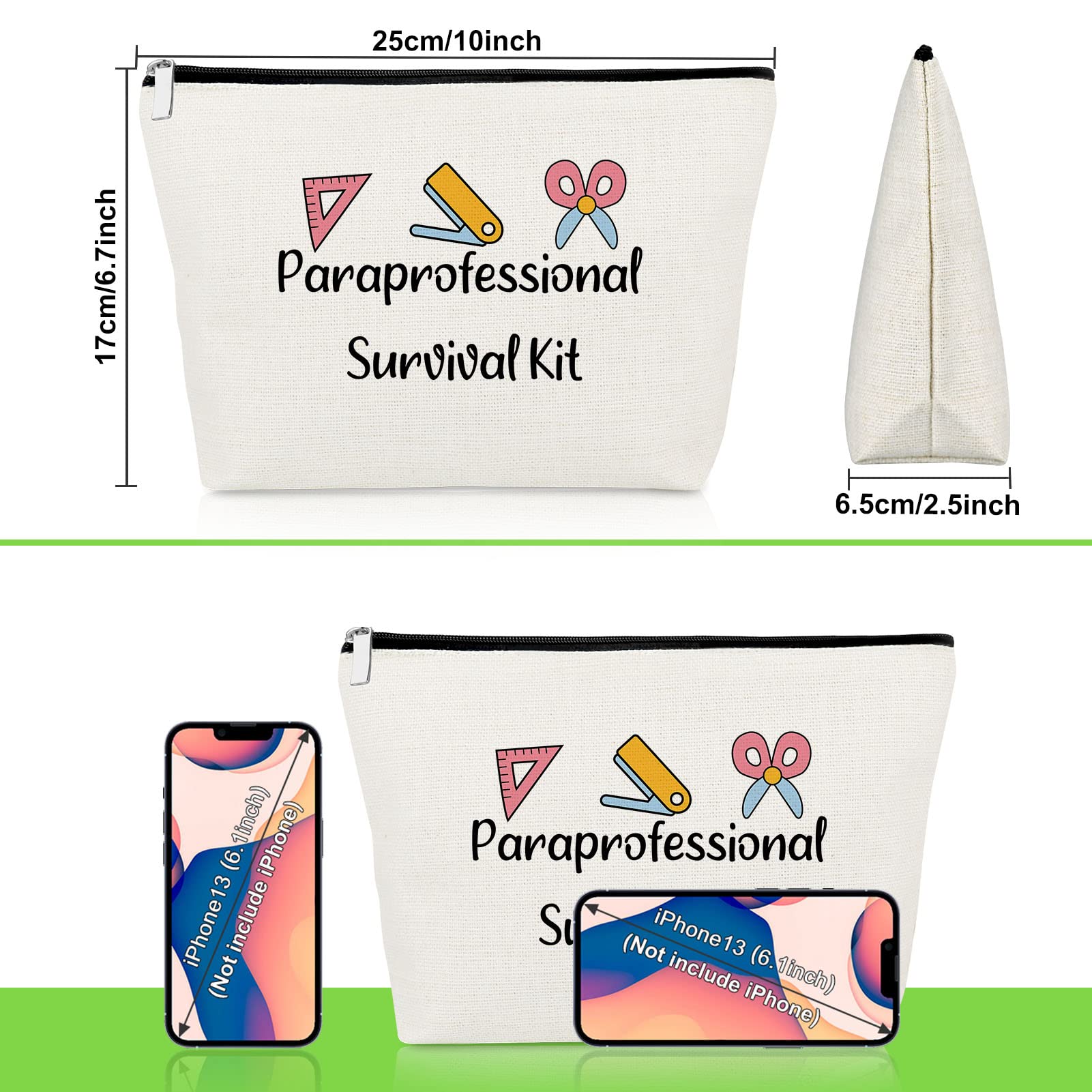 Gevody Paraprofessional Appreciation Gift 3-Pack Makeup Bags | Travel Cosmetic Pouches for Paraeducators