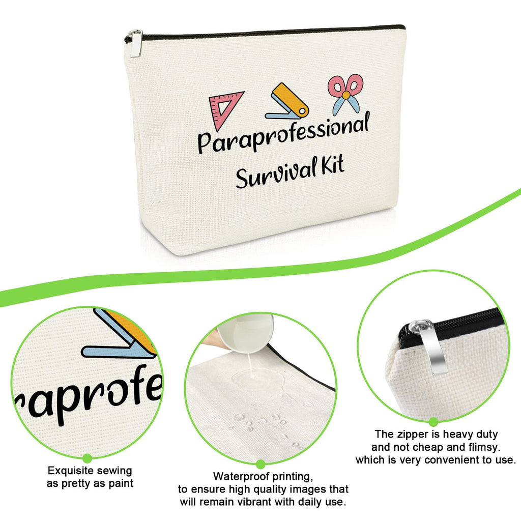 Gevody Paraprofessional Appreciation Gift 3-Pack Makeup Bags | Travel Cosmetic Pouches for Paraeducators