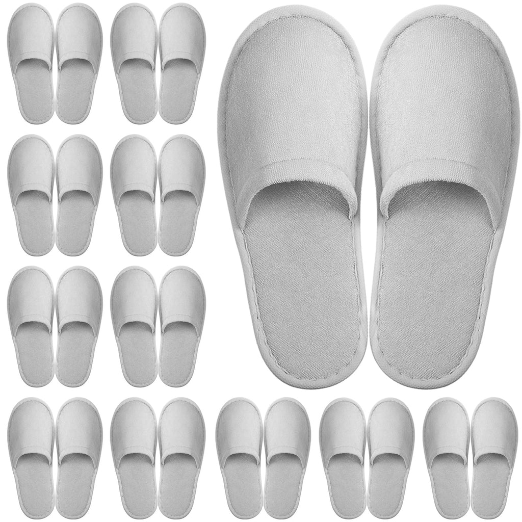 Geyoga 12 Pair Disposable Slippers for Guests – Non-Slip, Light Gray, Hotel & Spa Ready