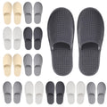 Geyoga 12-Pair House Slippers Pack for Guests – Non-Slip, Disposable & Reusable, Closed-Toe (White/Black/Gray/Beige)