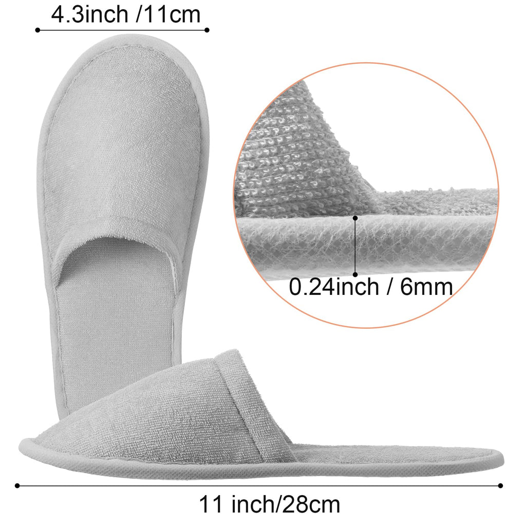 Geyoga 12 Pair Disposable Slippers for Guests – Non-Slip, Light Gray, Hotel & Spa Ready