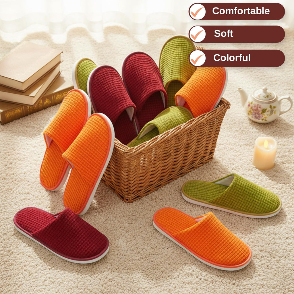 Geyoga 24 Pairs Guest Slippers — Soft Coral Fleece, Non-Slip EVA Sole, For Hotels, Spas, and Weddings