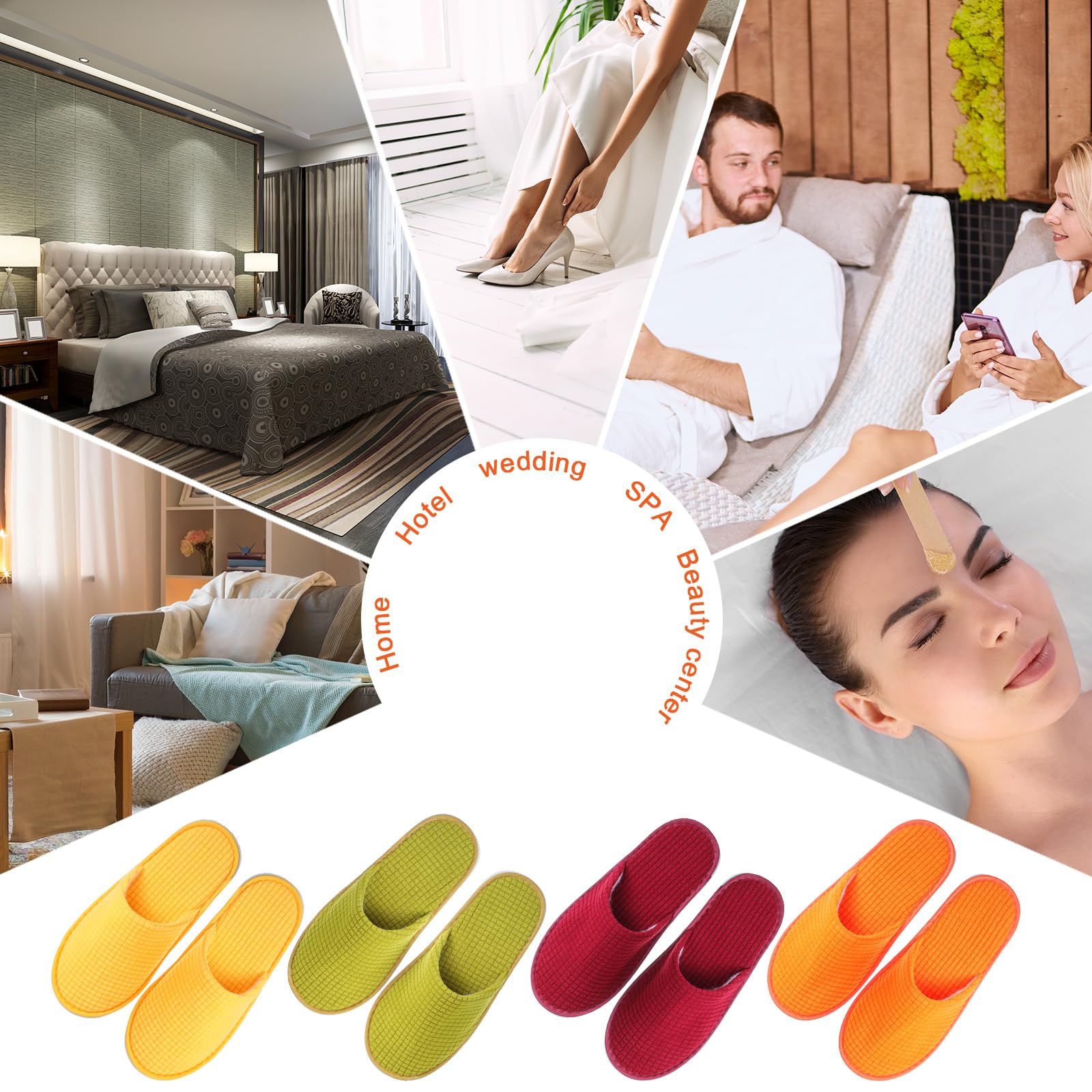 Geyoga 24 Pairs Guest Slippers — Soft Coral Fleece, Non-Slip EVA Sole, For Hotels, Spas, and Weddings