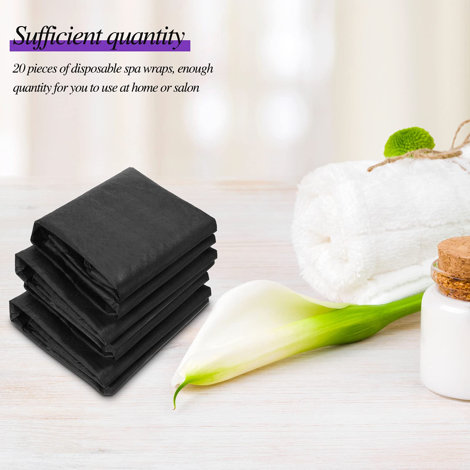 Geyoga 20 Pcs Disposable Spa Wraps – Adjustable Non-Woven Bath Robes for Salon & Beauty