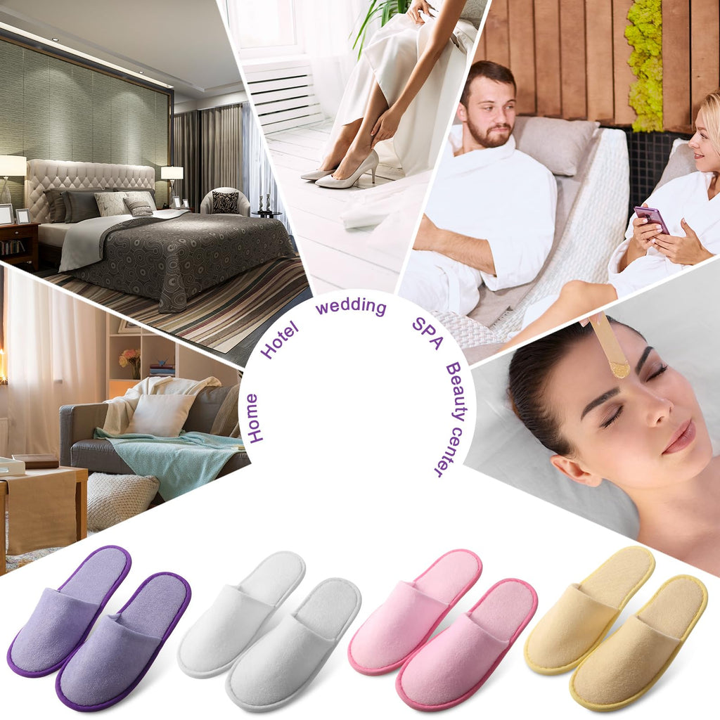 Geyoga 12-Pair Disposable Guest Slippers – Non-Slip, Washable, Travel-Ready