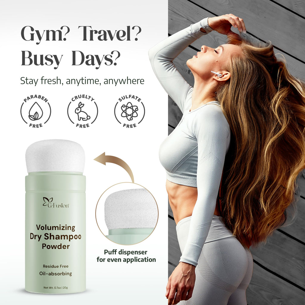 G-Fusion Volumizing Dry Shampoo Powder | No Residue, Aerosol-Free, Travel Size