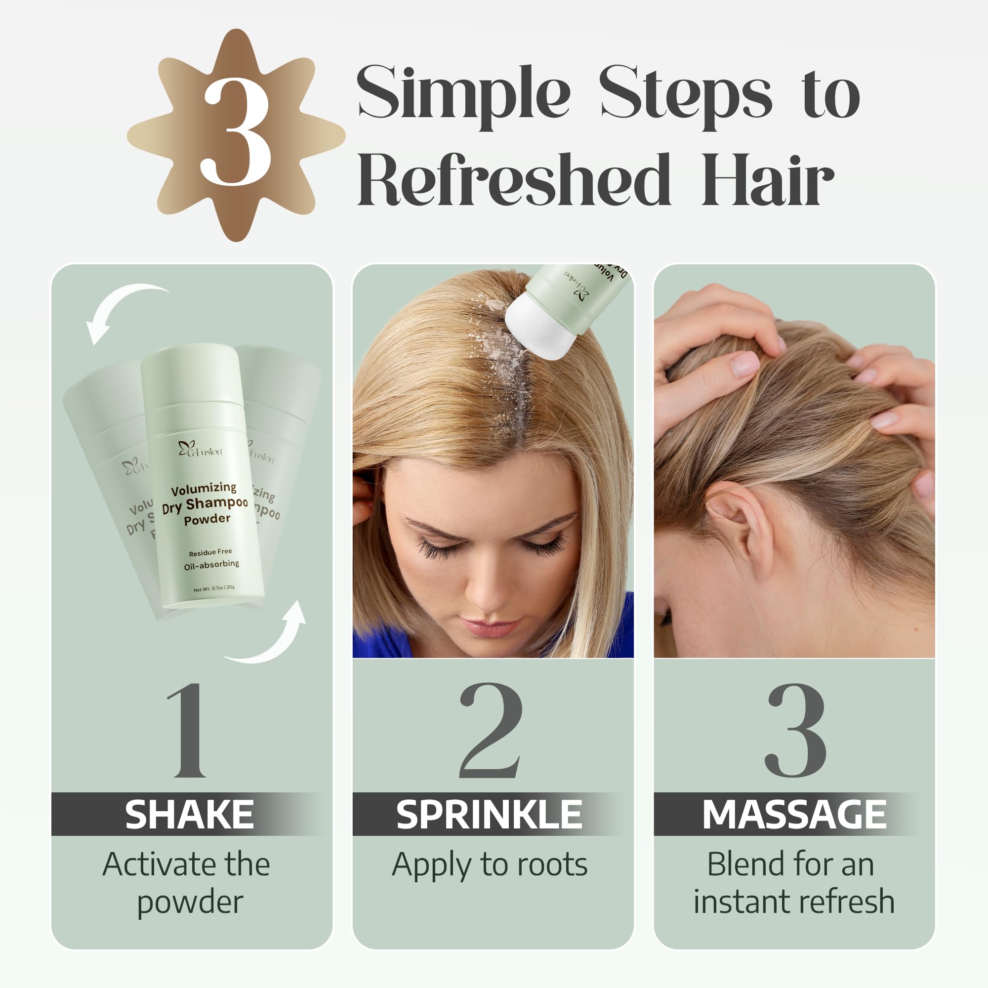 G-Fusion Volumizing Dry Shampoo Powder | No Residue, Aerosol-Free, Travel Size
