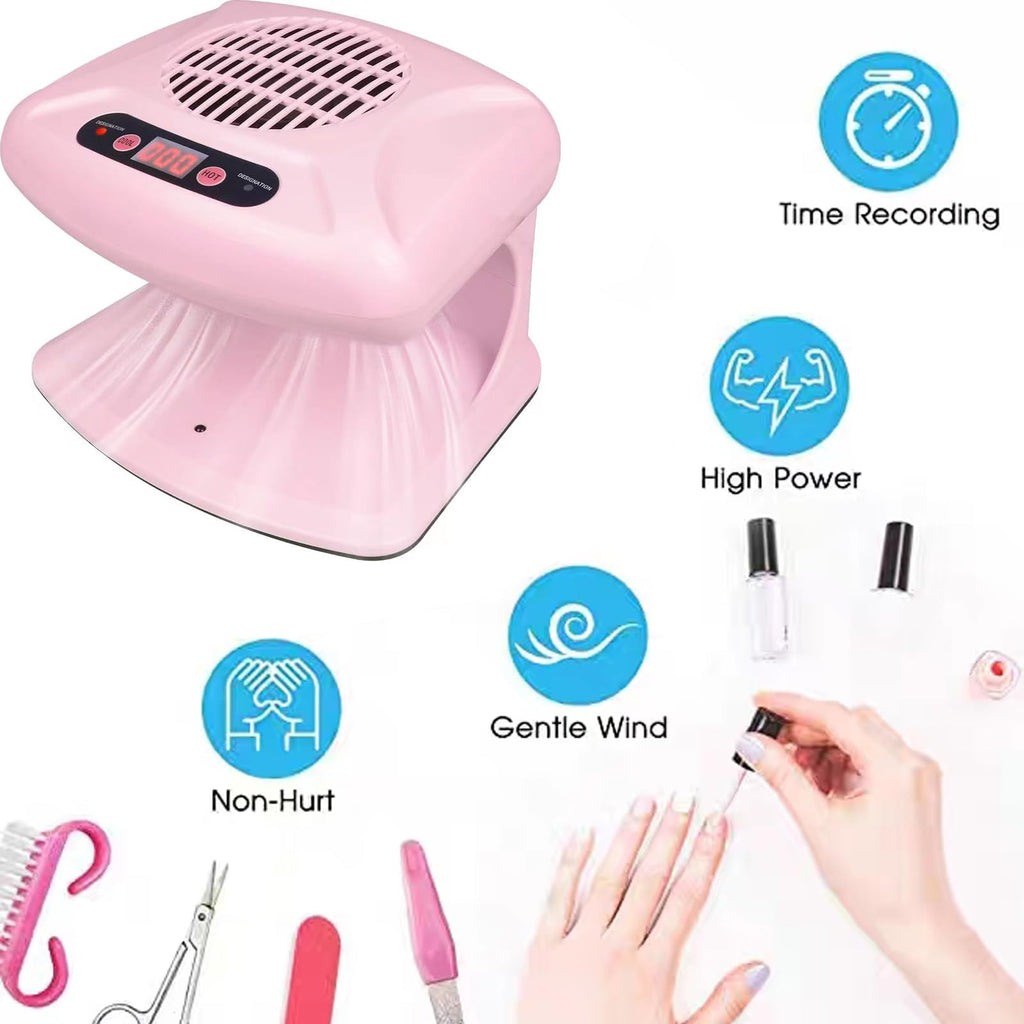GGAIFbp Nail Dryer 300W – 2-in-1 Hot & Cold Air, Auto Sensor, Pink
