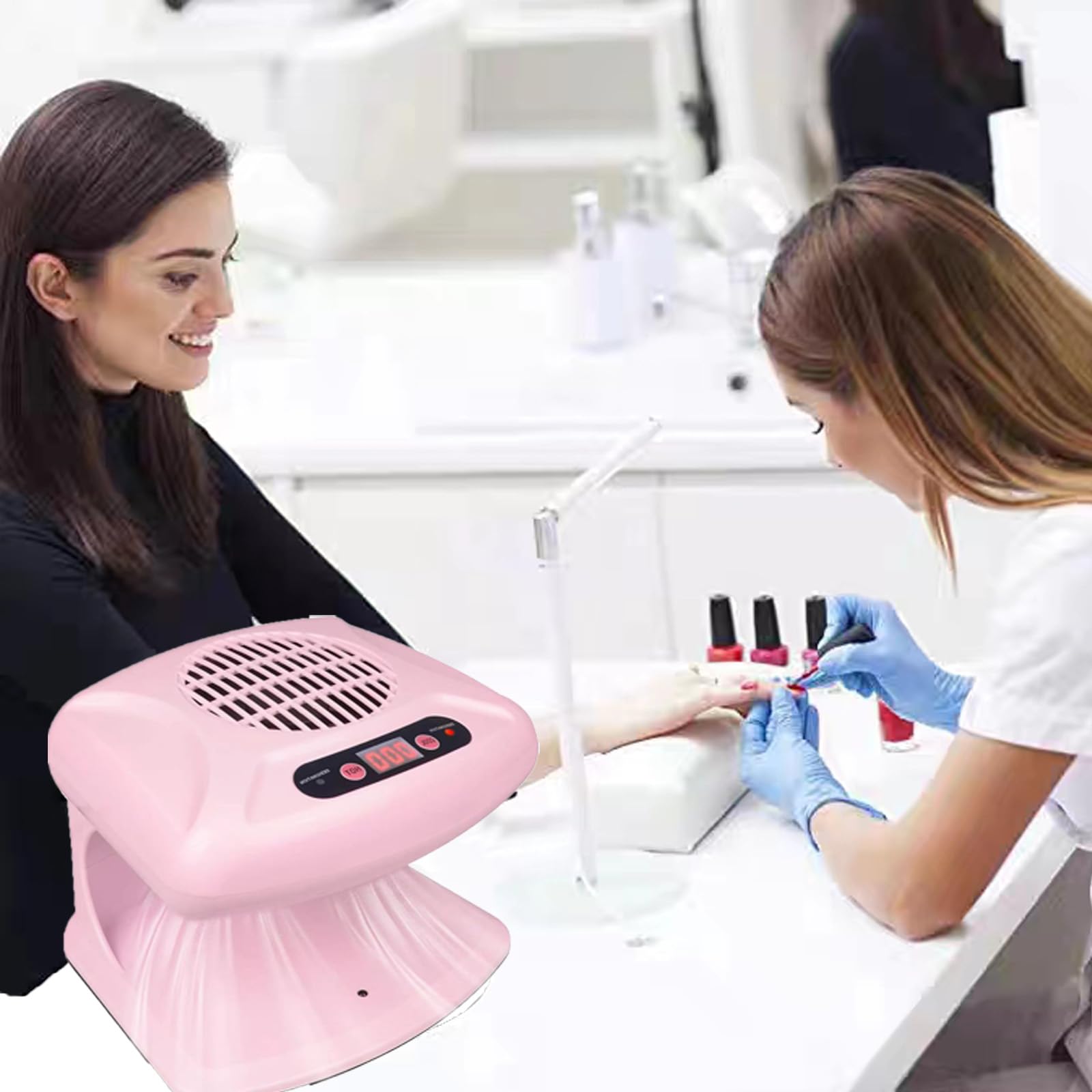 GGAIFbp Nail Dryer 300W – 2-in-1 Hot & Cold Air, Auto Sensor, Pink