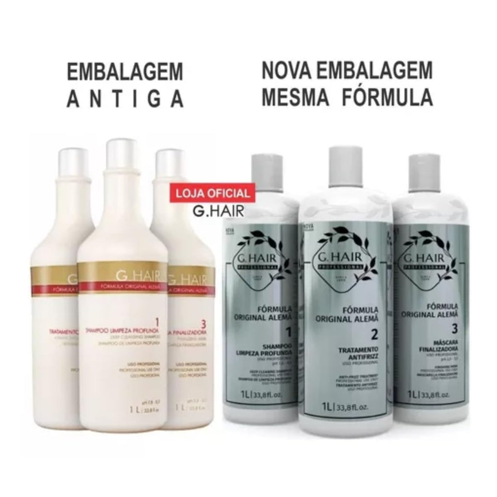 G.HAIR Original Formula Smoothing Keratin Treatment Kit – 3 Steps, 3x1L