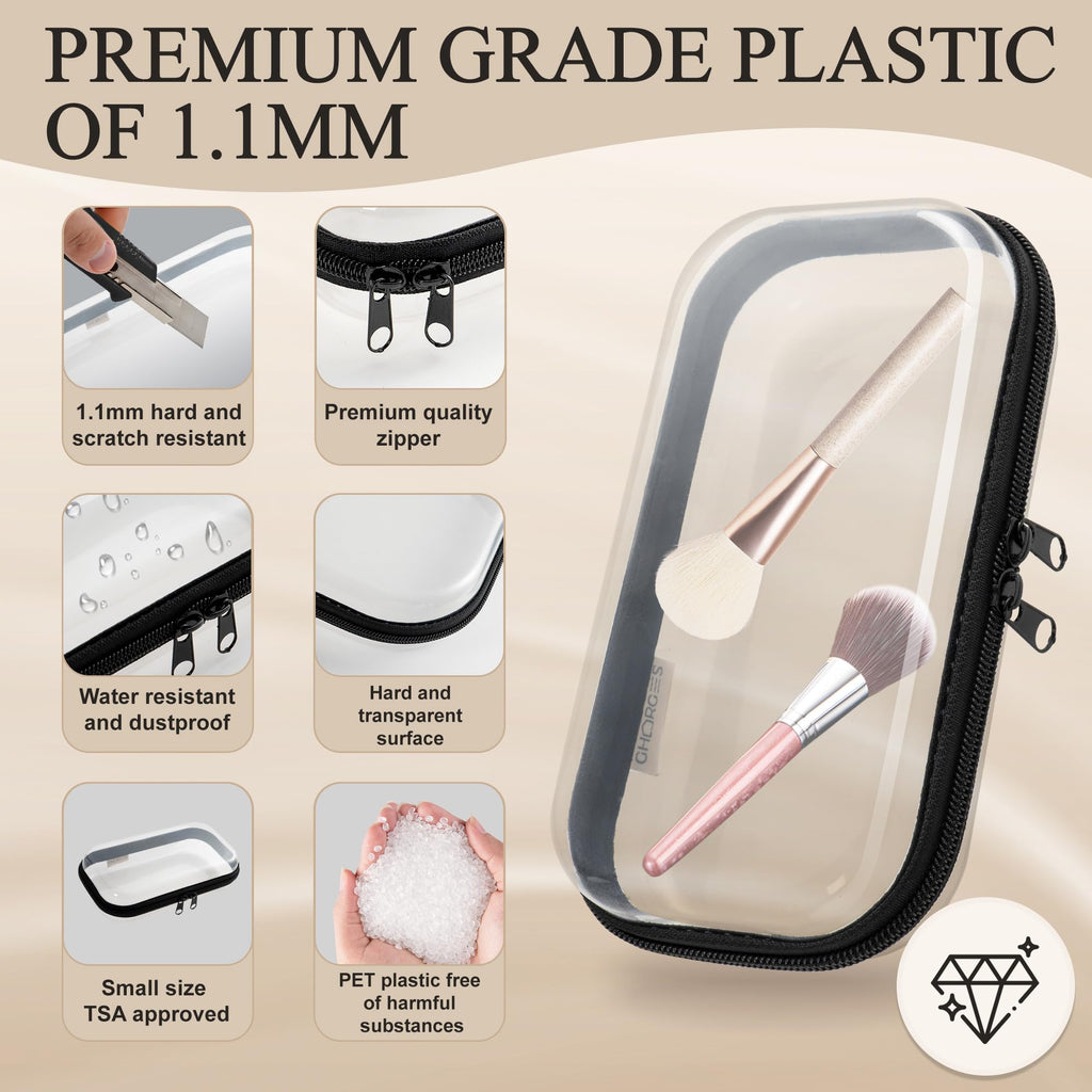 Gharges Clear Hard Shell Zipper Case Set – 3-Pack (S/M/L), 1.1mm BPA-Free PVC