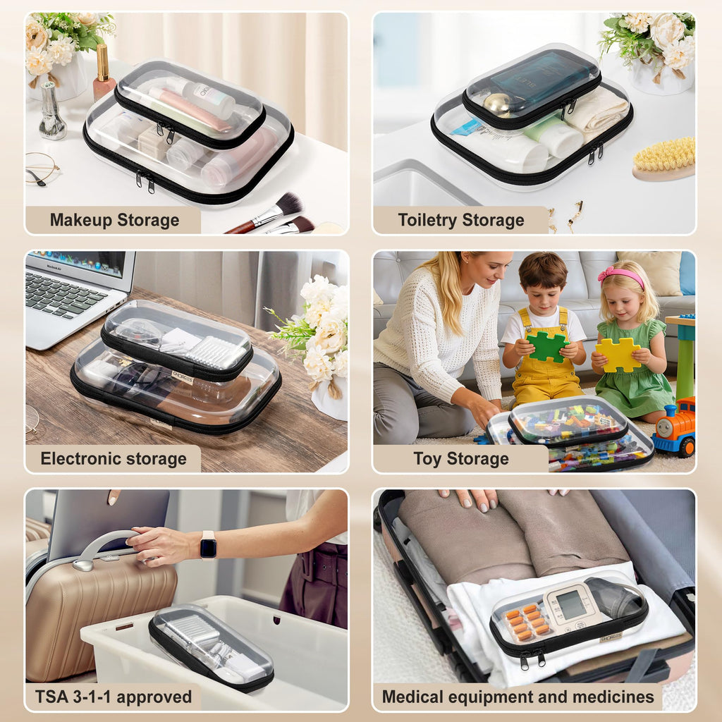 Gharges Clear Hard Shell Zipper Case Set – 3-Pack (S/M/L), 1.1mm BPA-Free PVC