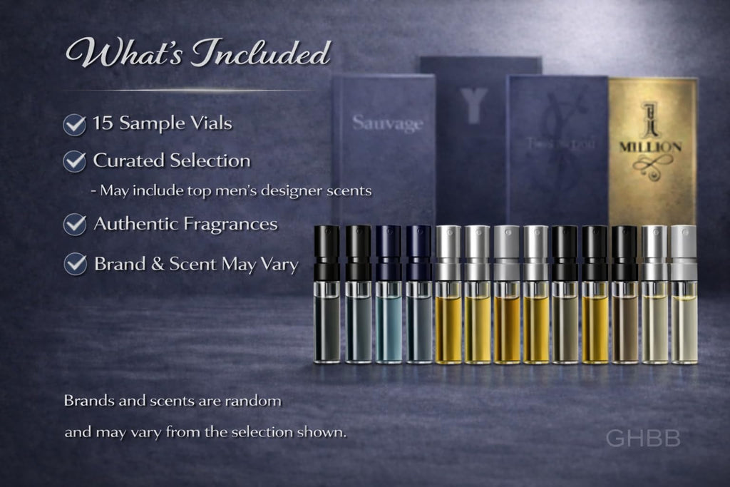 GHBB Men's Cologne Sampler Set — 15 Designer Fragrance Vials (Best Rated)