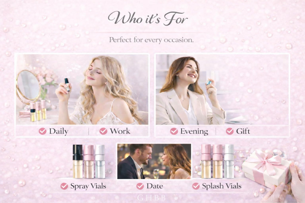 GHBB Women's Designer Perfume Sampler Set — 8 Vials, Travel-Ready Fragrance Samples