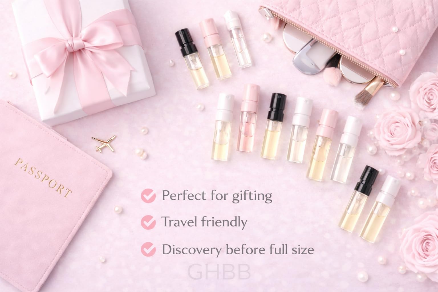 GHBB Women's Designer Perfume Sampler Set — 8 Vials, Travel-Ready Fragrance Samples