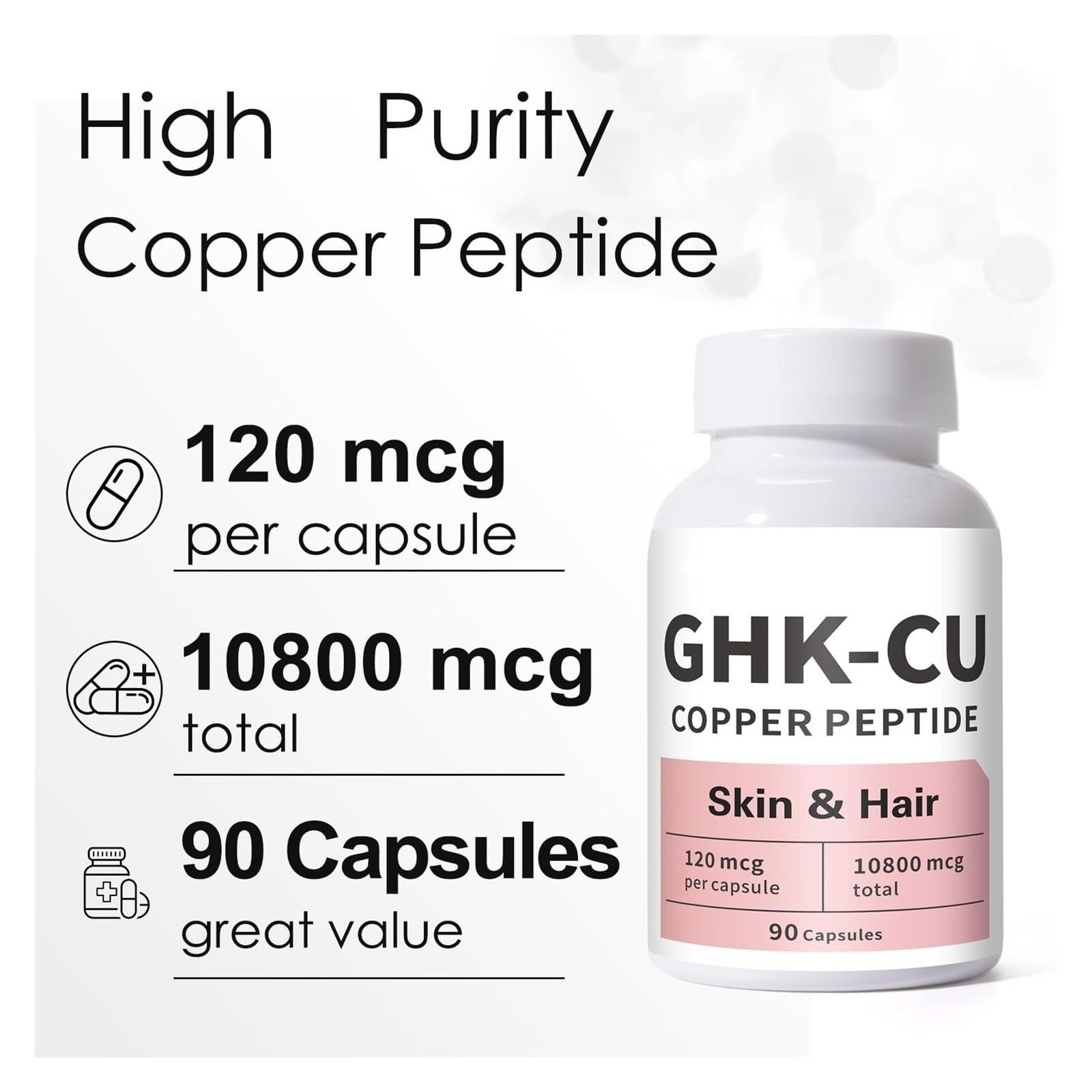GHK-Cu Peptide for Skin & Hair — Easy to Absorb, 90 Doses