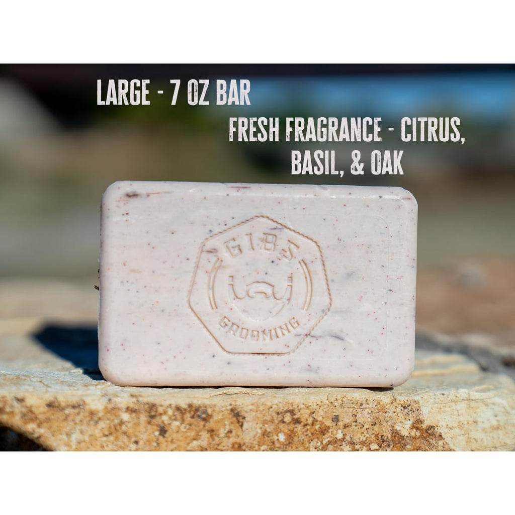 GIBS Handle Bar Exfoliating Soap – 7oz Citrus, Basil & Oak Fragrance