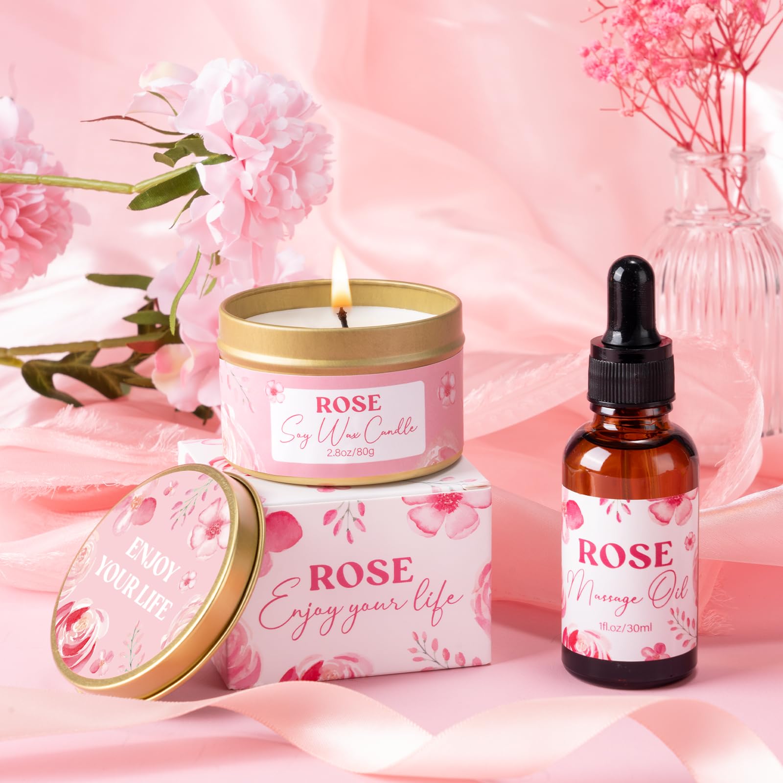 GiftPeak Rose Spa Gift Basket for Women | Birthday Gifts & Self-Care Box
