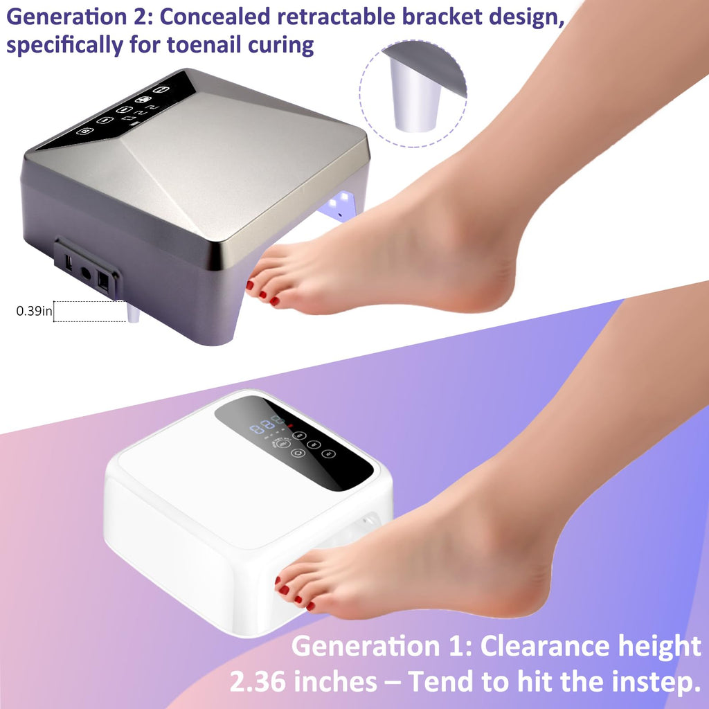 GiGiBright Rechargeable 78W UV LED Nail Lamp – Cordless Gel Dryer with Hidden Telescopic Stand