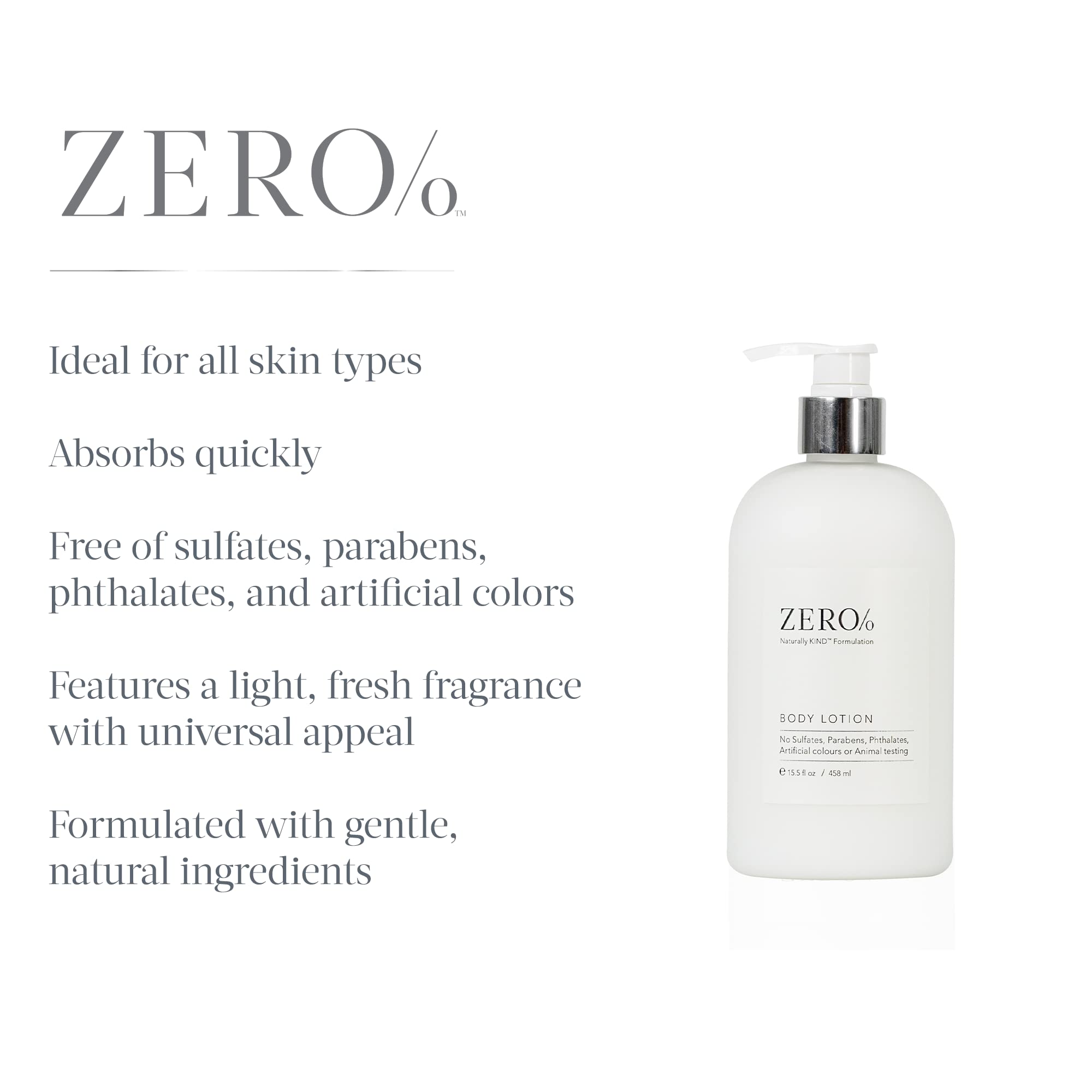 Gilchrist & Soames Zero% Unisex Body Lotion – 15.5oz | Light, Nourishing, Paraben-Free & Phthalate-Free