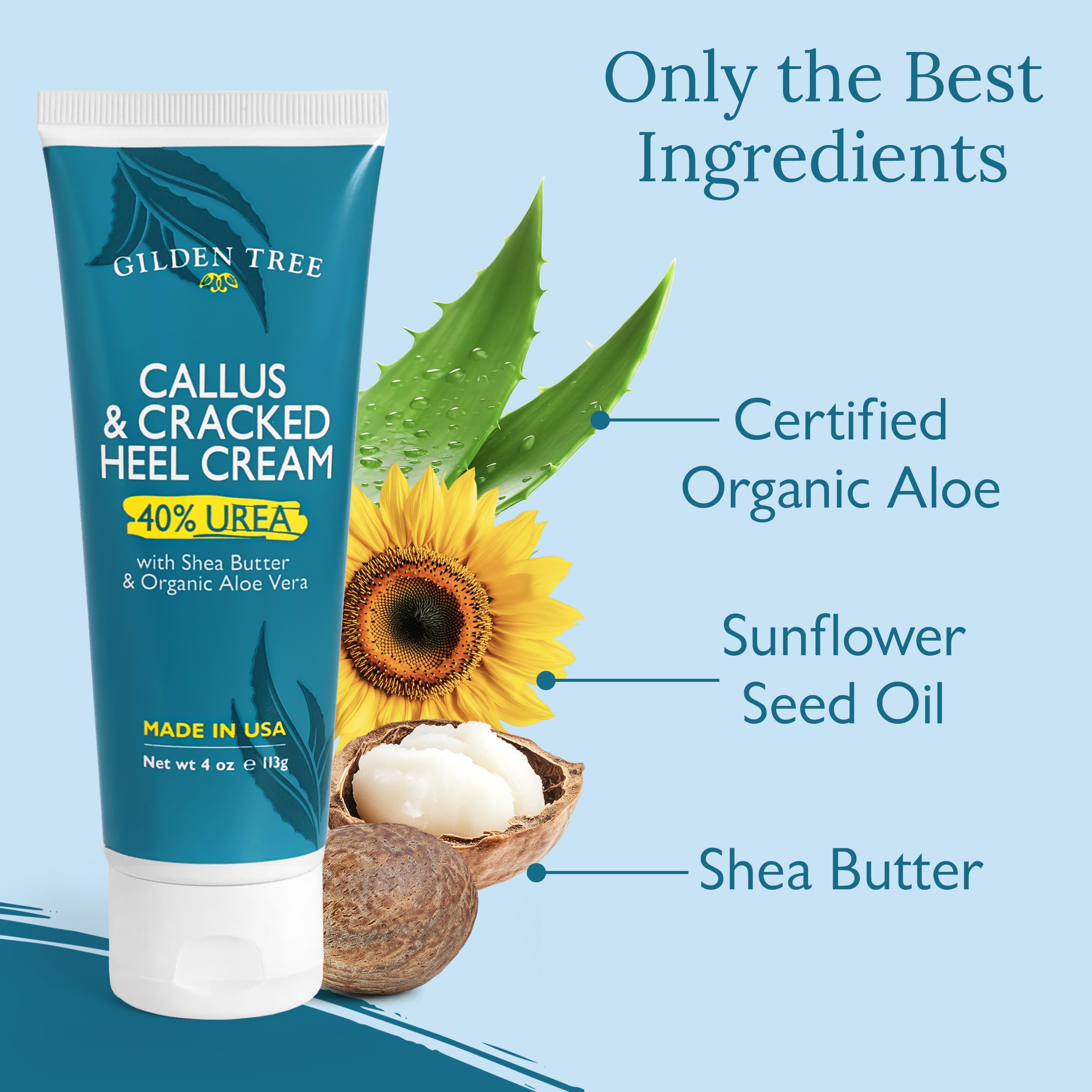 GILDEN TREE Urea Cream 40% for Feet | Maximum Strength Cracked Heel Treatment