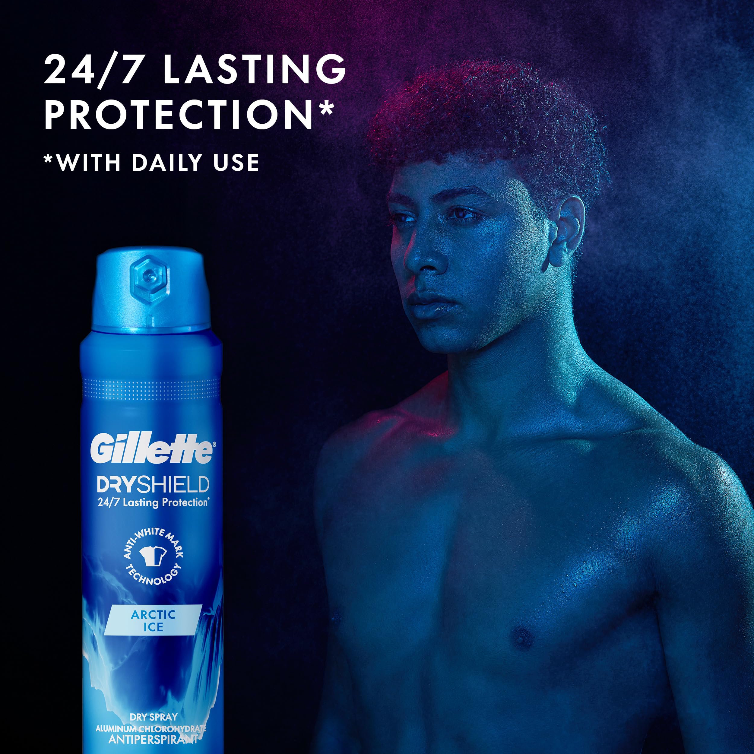 Gillette Dry Spray Antiperspirant & Deodorant for Men – Arctic Ice, 24/7 Sweat & Odor Protection (Pack of 3, 4.3 oz each)