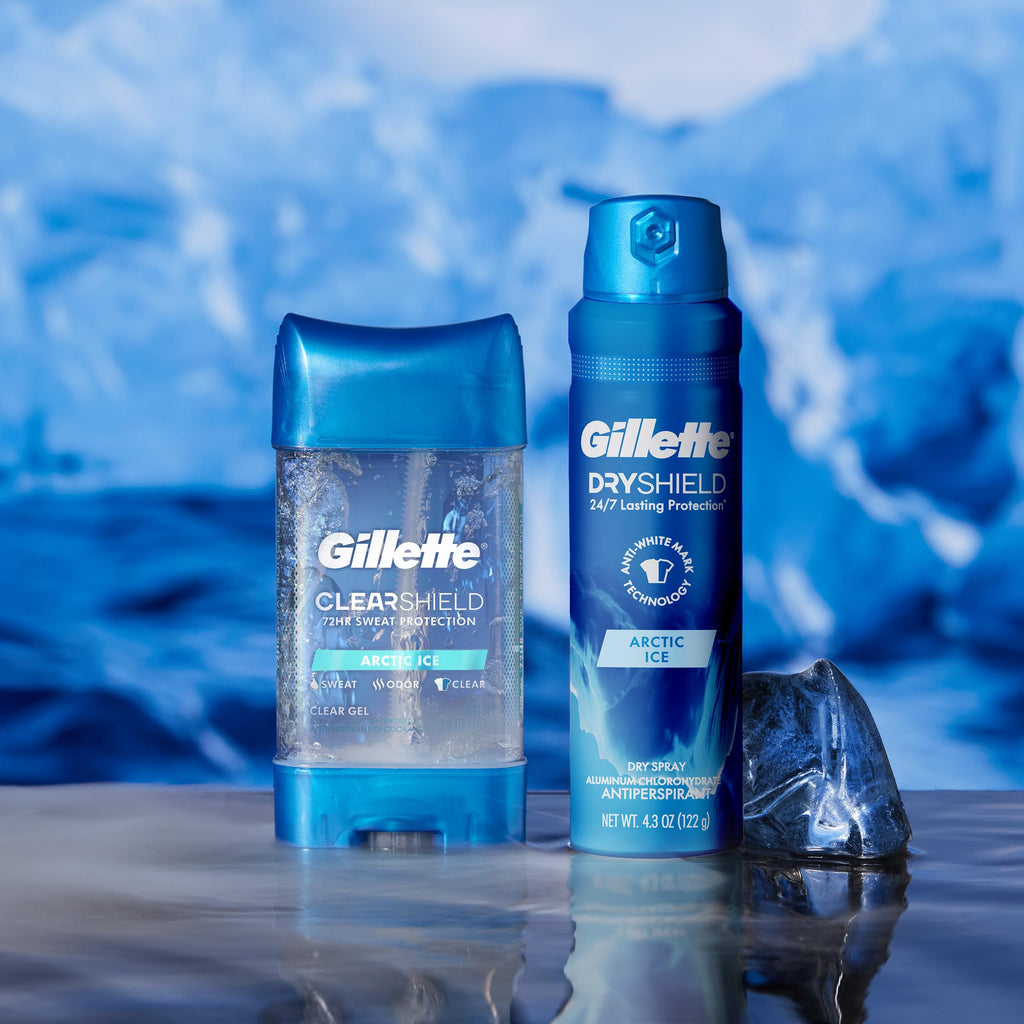 Gillette Dry Spray Antiperspirant & Deodorant for Men – Arctic Ice, 24/7 Sweat & Odor Protection (Pack of 3, 4.3 oz each)