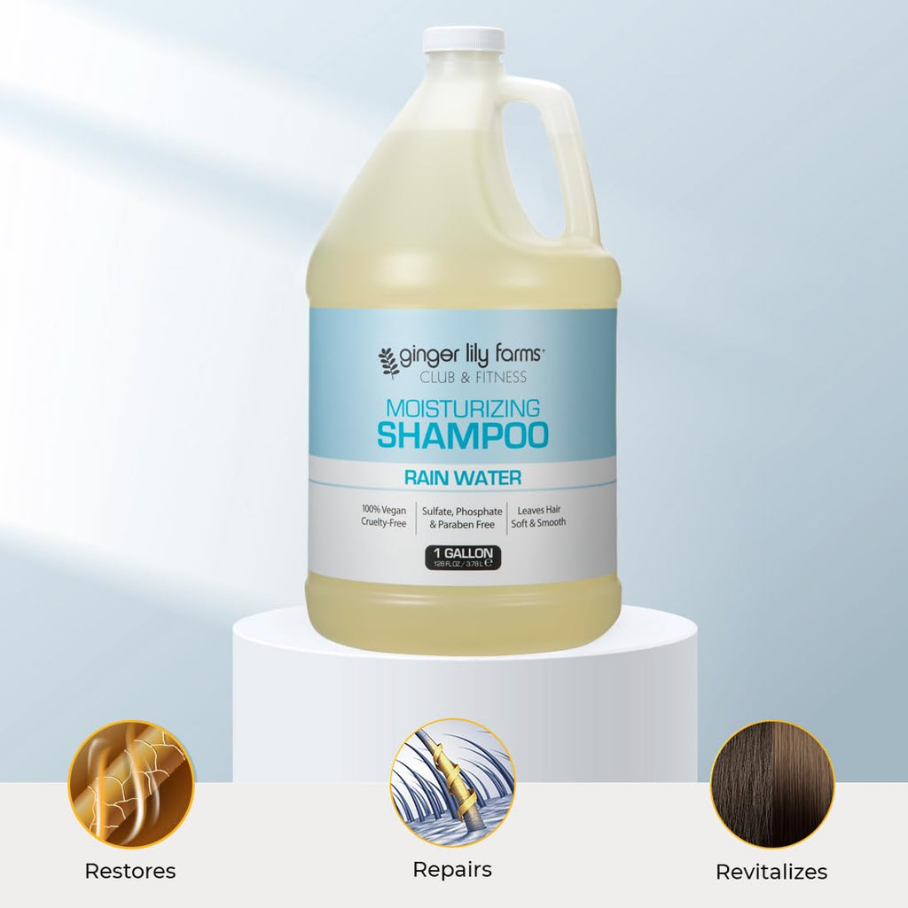 Ginger Lily Farms Club & Fitness Moisturizing Shampoo – All Hair Types, 1 Gallon Refill, Vegan & Cruelty-Free