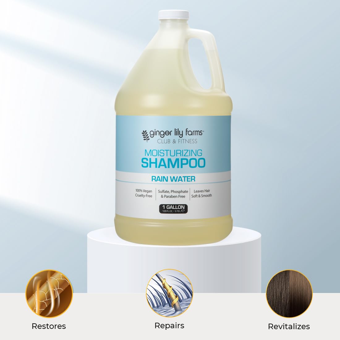 Ginger Lily Farms Club & Fitness Moisturizing Shampoo – All Hair Types, 1 Gallon Refill, Vegan & Cruelty-Free
