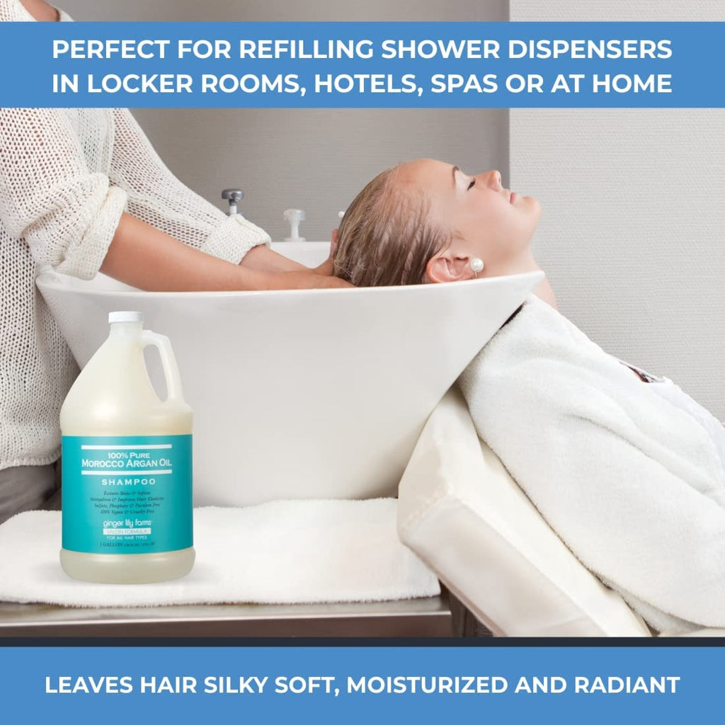 Ginger Lily Farms Salon Formula Argan Oil Shampoo – 1 Gallon Refill, Pack of 4 | Vegan & Cruelty-Free