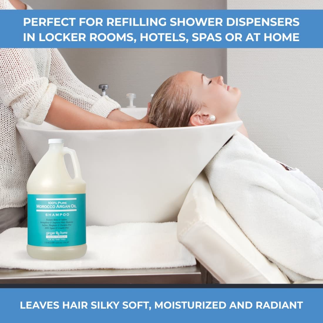 Ginger Lily Farms Salon Formula Argan Oil Shampoo – 1 Gallon Refill, Pack of 4 | Vegan & Cruelty-Free