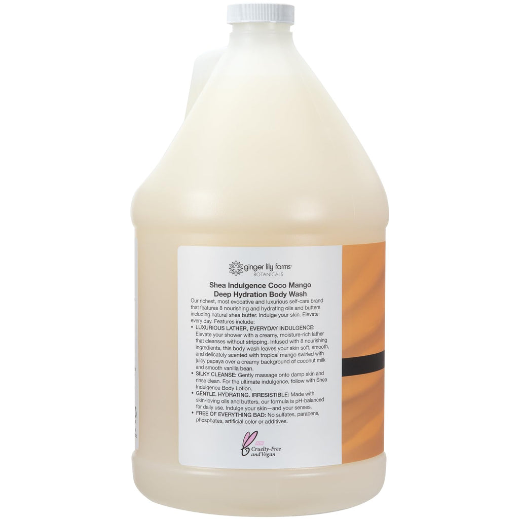 Ginger Lily Farms Botanicals Shea Indulgence Deep Hydration Body Wash – Coco Mango, 1 Gallon Refill, Vegan & Cruelty-Free