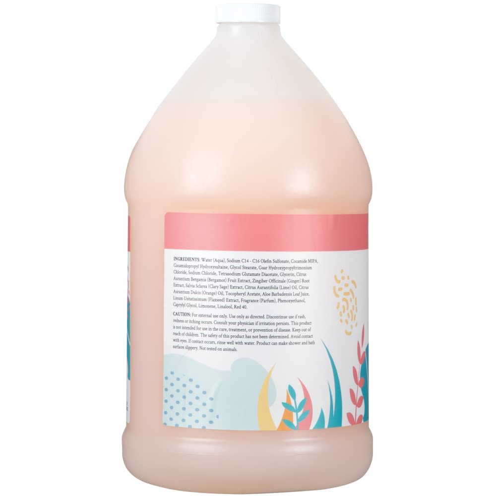 Ginger Lily Farms Botanicals Nourishing Body Wash – Champagne Mimosa, Vegan & Cruelty-Free (1 Gallon Refill, Pack of 4)