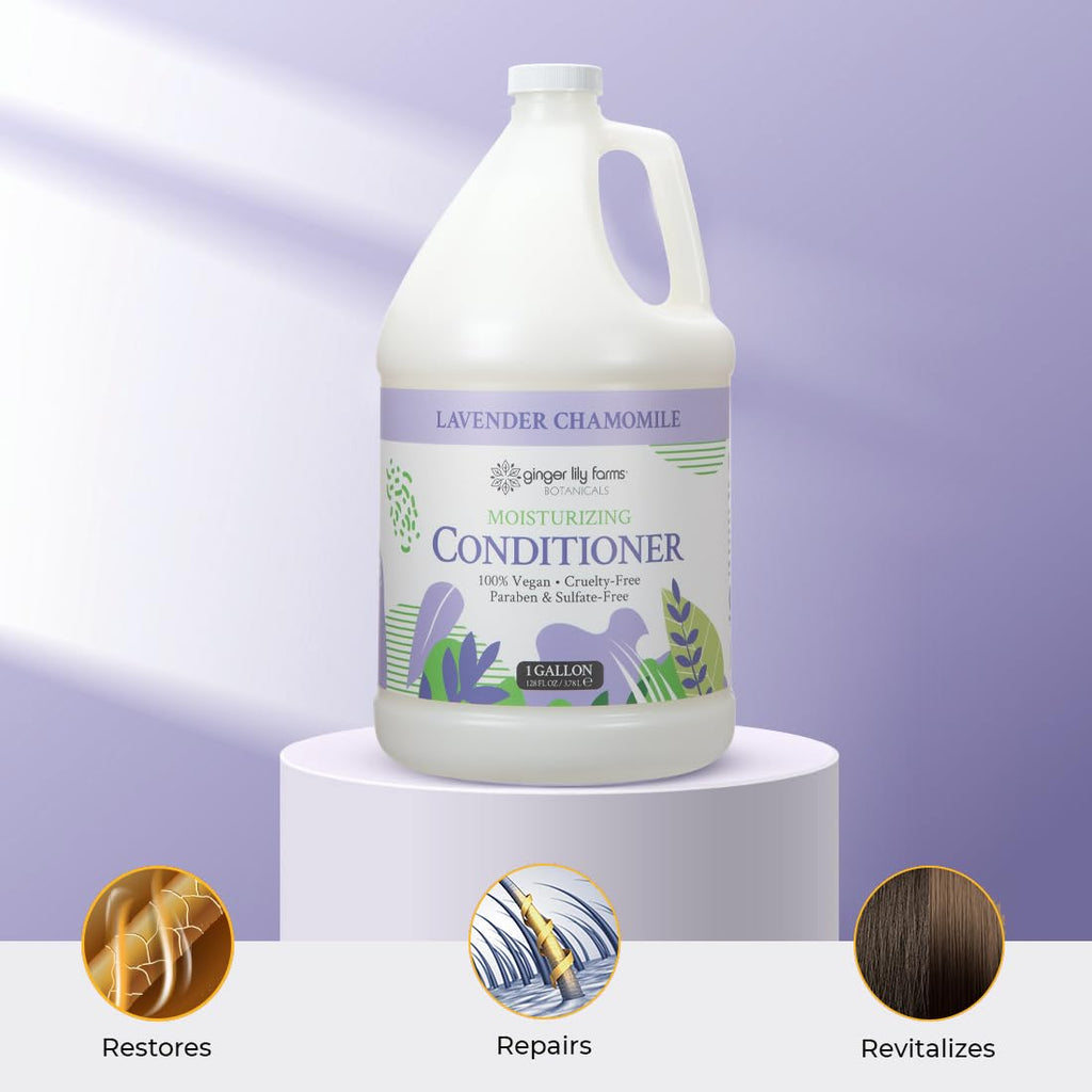 Ginger Lily Farms Botanicals Moisturizing Conditioner – Lavender Chamomile, 100% Vegan & Cruelty-Free, 1 Gallon Refill