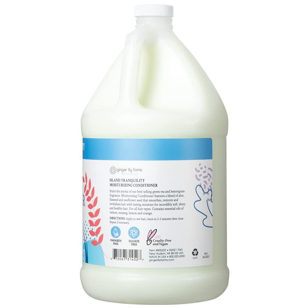 Ginger Lily Farms Botanicals Island Tranquility Moisturizing Conditioner – 1 Gallon Refill (Pack of 4), Vegan & Cruelty-Free