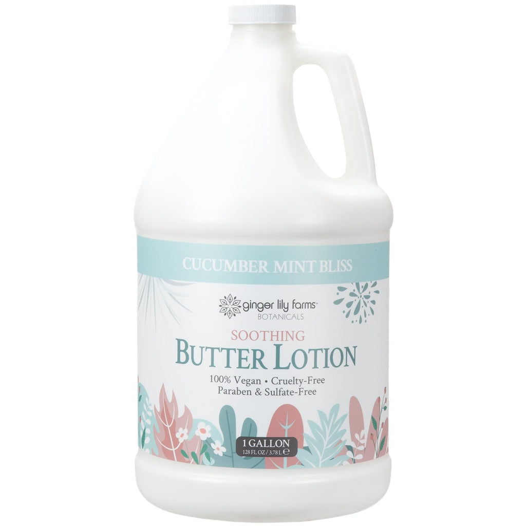 Ginger Lily Farms Botanicals Soothing Butter Lotion – Cucumber Mint Bliss, 1 Gallon Refill, Vegan & Cruelty-Free