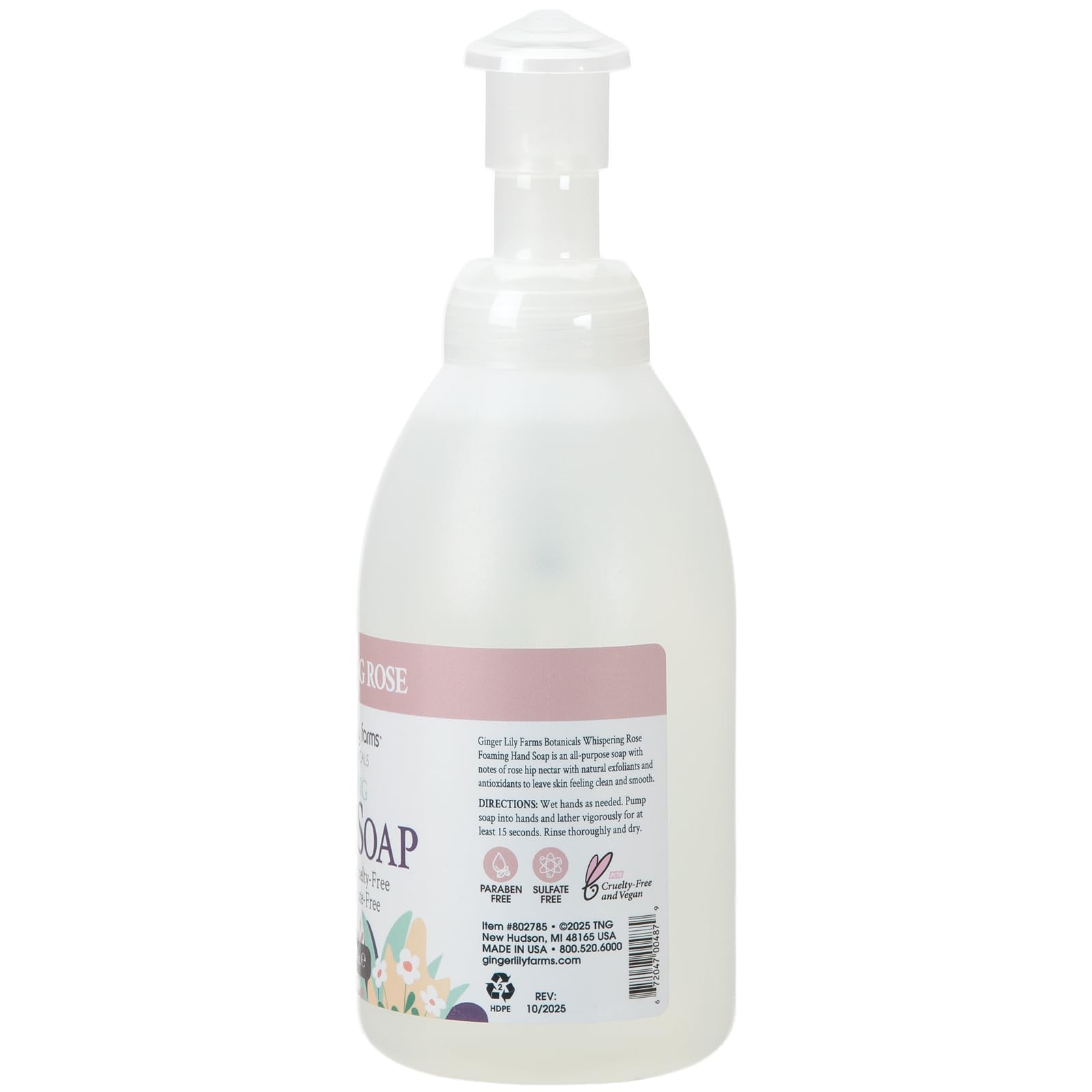 Ginger Lily Farms Botanicals All-Purpose Foaming Hand Soap Refill – 20 oz, 8-Pack, Vegan & Cruelty-Free, Whispering Rose