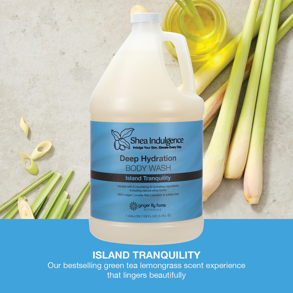 Ginger Lily Farms Botanicals Shea Indulgence Deep Hydration Body Wash – Island Tranquility, 1 Gallon Refill