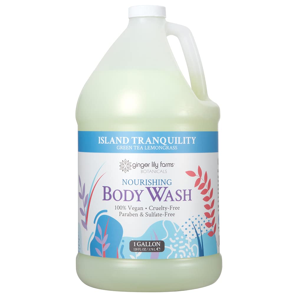 Ginger Lily Farms Botanicals Nourishing Body Wash — Island Tranquility (Vegan, Cruelty-Free) 1 Gallon Refill Pack