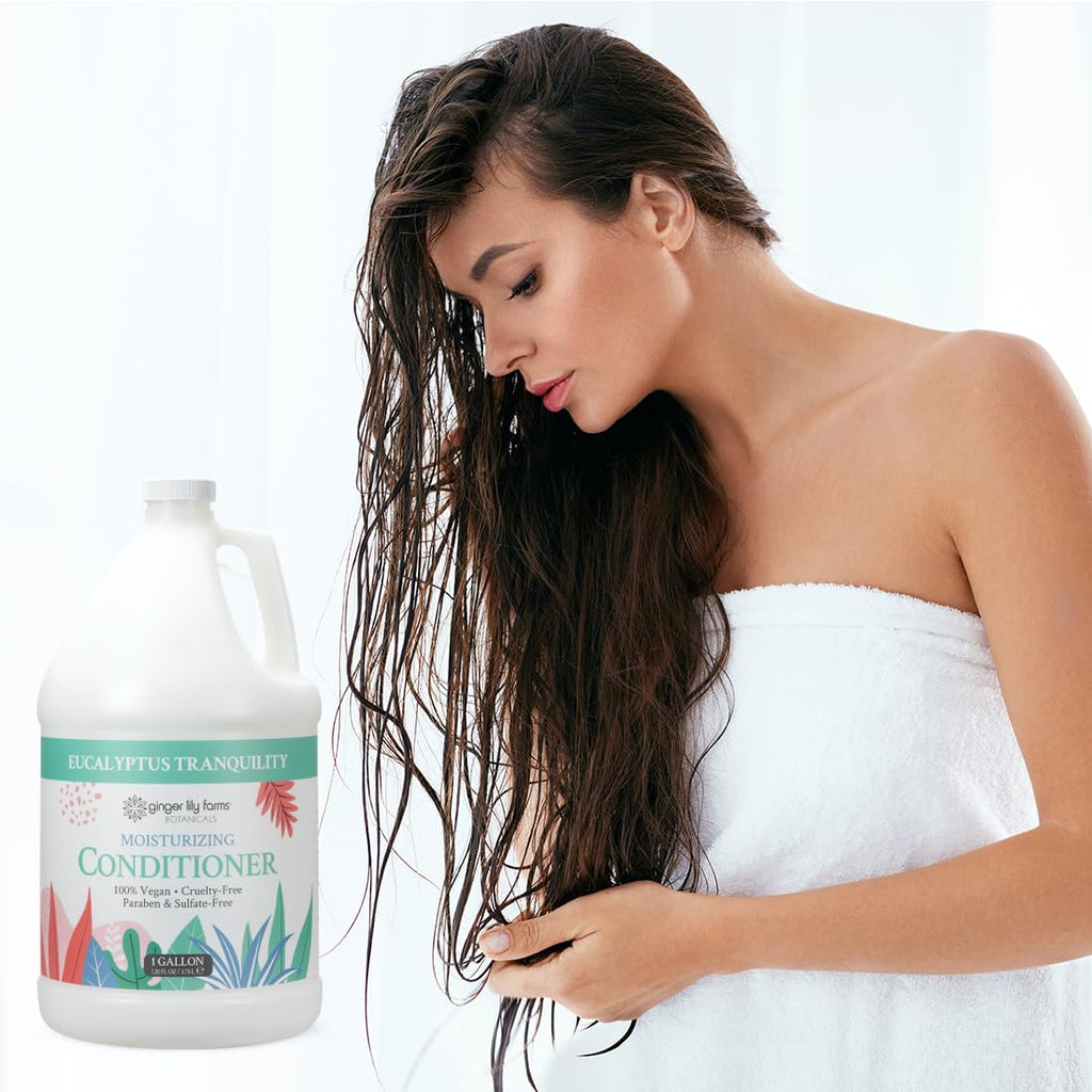 Ginger Lily Farms Botanicals Moisturizing Conditioner – Eucalyptus Tranquility, 100% Vegan & Cruelty-Free, 1 Gallon Refill