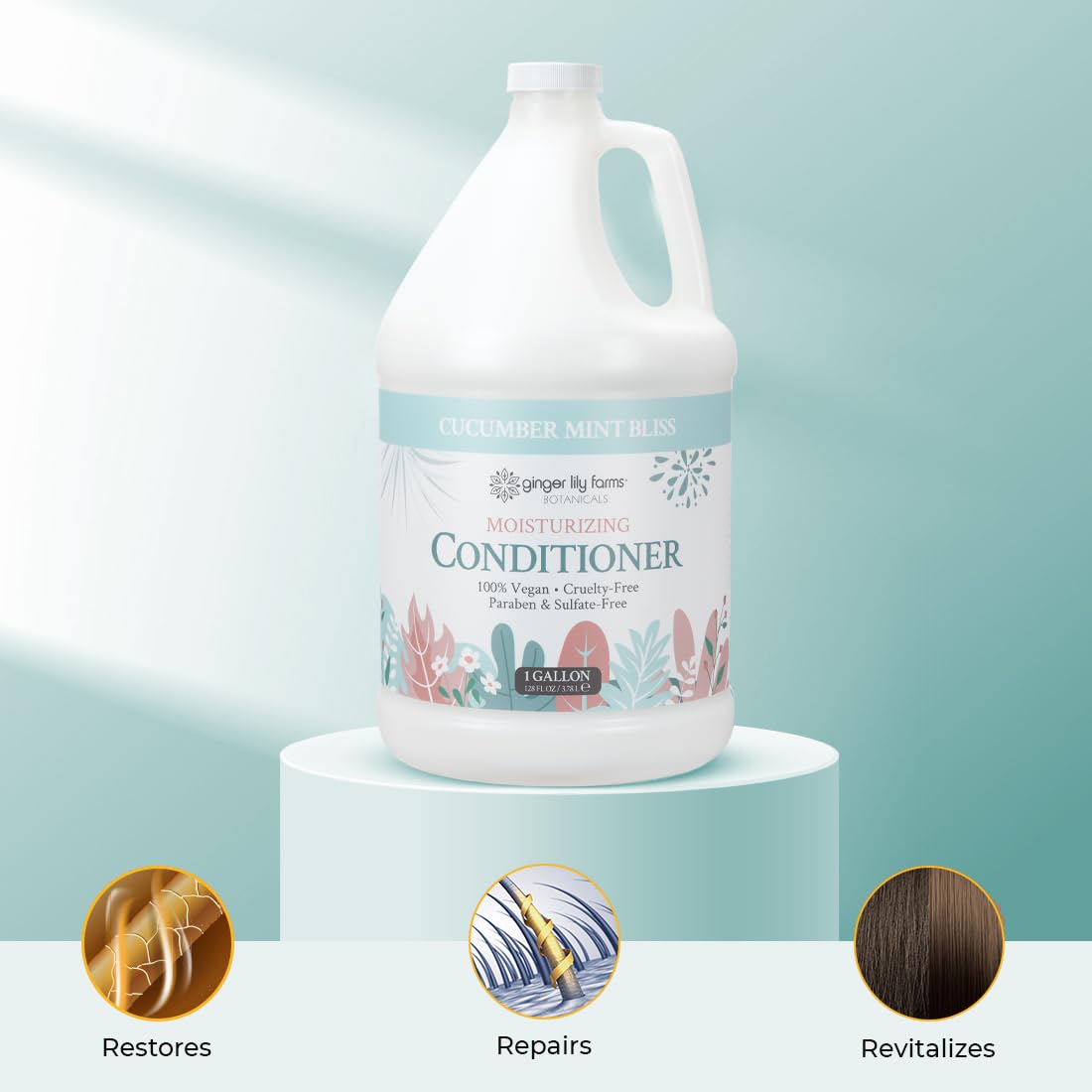 Ginger Lily Farms Botanicals Moisturizing Conditioner – Cucumber Mint Bliss, 1 Gallon Refill